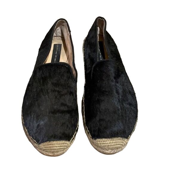 Steven by Steve Madden Lanii Black Calf Hair Espadrilles Shoes Womens Size 8.5 - Picture 2 of 12